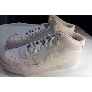 Nike Court Vision Triple White Lace Up Men's Athletic Sneakers Mid Top CD5466-1…